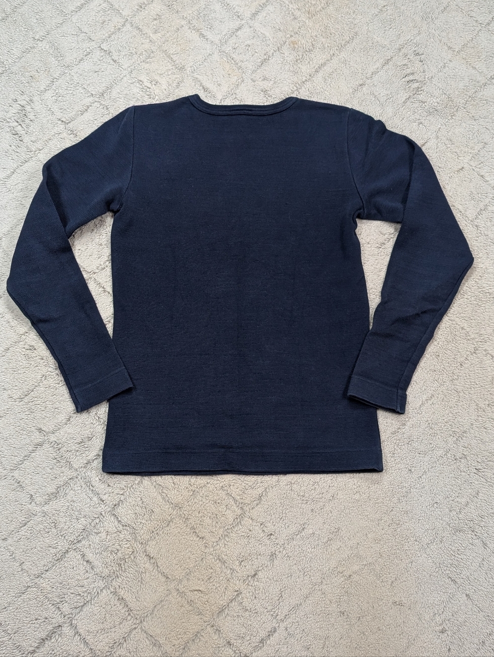 S.N.S. Herning Shirt Mens S Blue Navy Handle Crew Neck Heavy Cotton Knit Slim - Picture 9 of 9